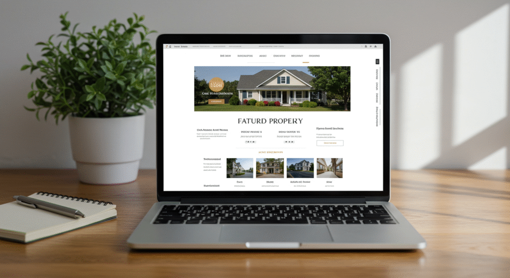 Modern real estate website showing featured listings